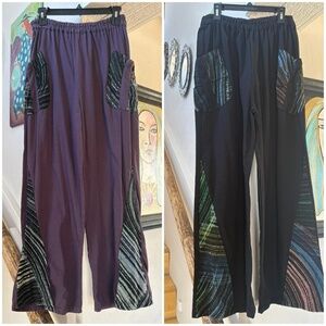 YOU get BOTH PAIRS! Hippie Pants Bundle of Black & Plum 100% Cotton OS Pants EUC
